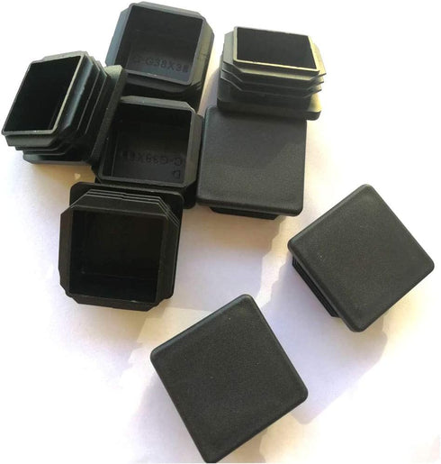 8 Pack Black Plastic Square Plug, 1 1/2 Inch Tubing End Cap, Glide Insert Furniture Finishing Plug
