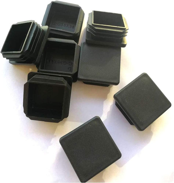 8 Pack Black Plastic Square Plug, 1 1/2 Inch Tubing End Cap, Glide Insert Furniture Finishing Plug
