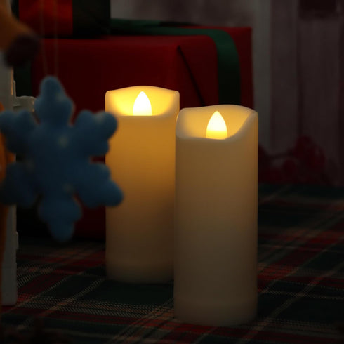 2"x 5" Set 2 LED Flameless Candles with Timer Battery Operated Outdoor LED Lights Fake Flickering Waterproof Candles