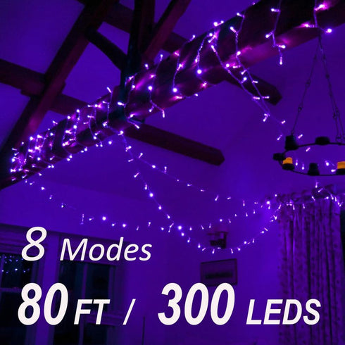 80ft 300 Solhice Black Light String Lights for Glow Party, LEDs Blacklights Fairy Lights with Remote Plug