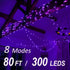 80ft 300 Solhice Black Light String Lights for Glow Party, LEDs Blacklights Fairy Lights with Remote Plug