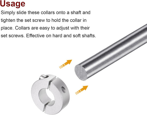 2pcs Double Split Shaft Collar for 17mm Shaft, Set Screw Clamp-On Collars for Stoppers and Timing Pulleys