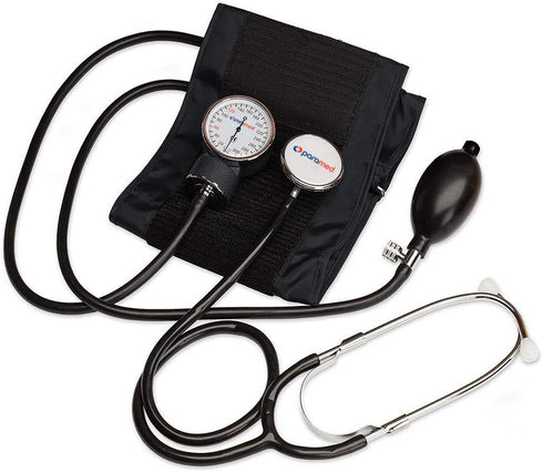 8.7-16.5" PARAMED Aneroid Sphygmomanometer with Stethoscope Manual Blood Pressure Cuff with Universal Cuff and D-Ring