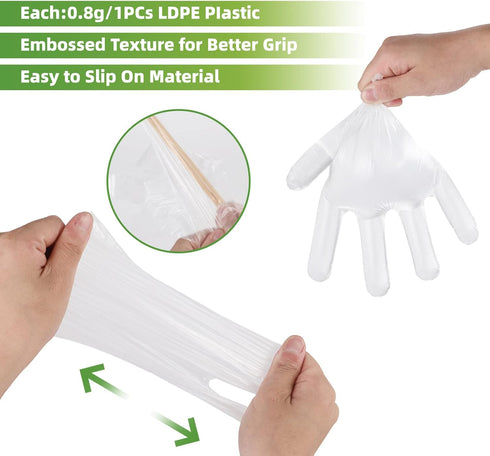 500 Pieces Plastic Disposable Gloves, Cleaning Gloves, One Size Fits Most