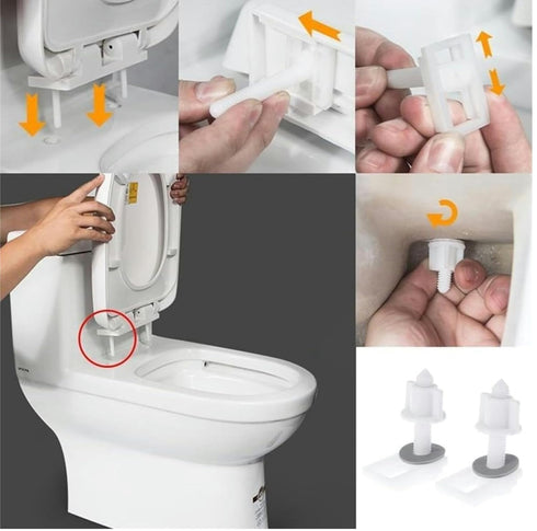 2Pcs White Plastic Toilet Seat Screws and Nuts, Hinge Bolts Replacement Parts with Washers for Toilet Seats