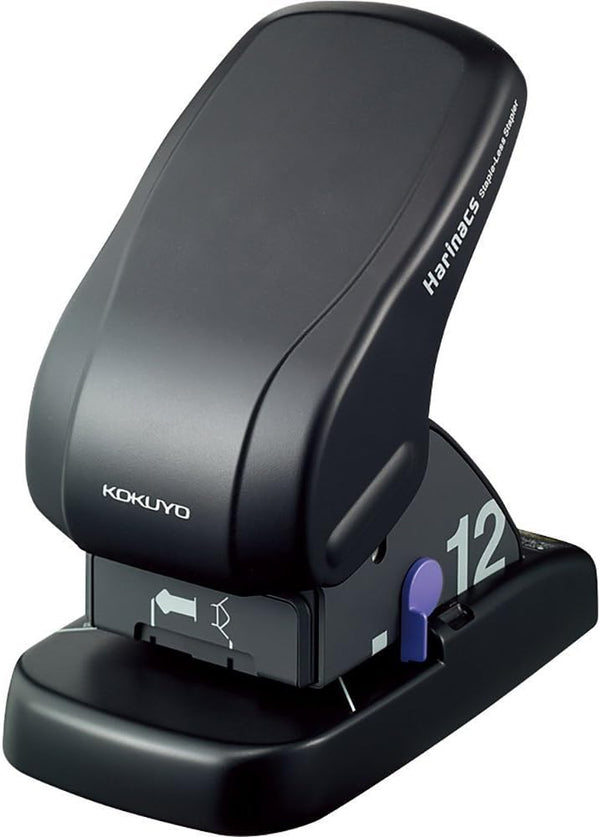 Kokuyo Harinacs Stapleless Desktop Stapler, Black, Japan Import, up to 12 Sheets Binding (SLN-MS112D)