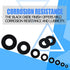 Glarks 410Pcs Metric Flat Washers Assortment Set - M2 M2.5 M3 M4 M5 M6 M8 M10, Black Zinc Plated Alloy