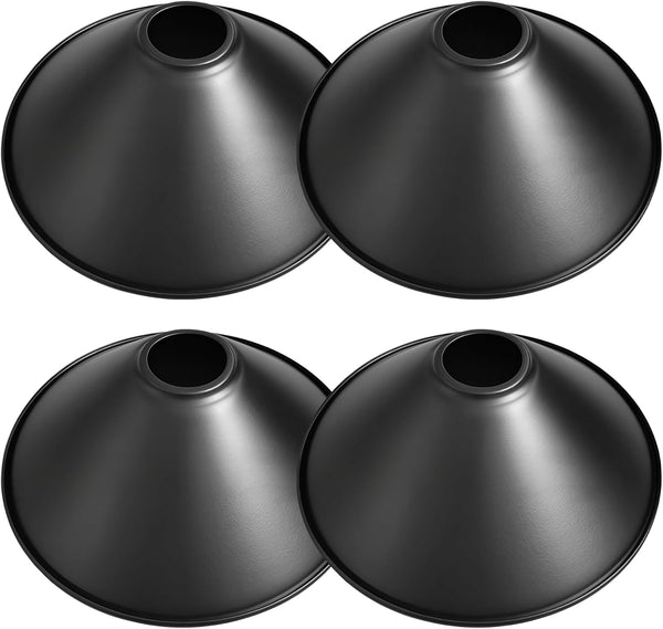 Toyosport 4 Pack Metal Lampshades, Conical Matte Black Pendant Light Cover, Industrial Farmhouse