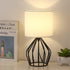 HAITRAL Modern Bedside Table Lamp - Minimalist Small Lamp with Hollowed Out Base Linen Fabric Shade,Metal Nightstand