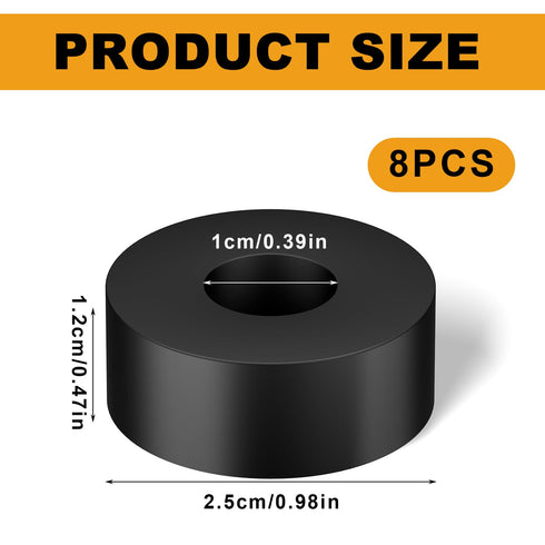 8pcs Multi Purpose Rubber Spacers, 1 Inch OD 3/8 Inch ID Hole 1/2 Inch Thickness Rubber Spacers Vibration Damping Pads Rubber Spacer Bushings for Home Car Accessories