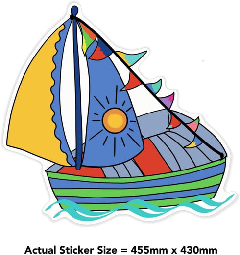 Azeeda (DW00085999) 'Toy Sailing Boat' White Premium Vinyl Decal Sticker Waterproof, Durable & Easy to Apply - Ideal