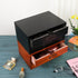Wooden Storage Box Rustic Desktop Organizer with 2 Drawers, Office Desk Accessories Shelf, Small Craft Storage