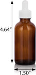 JUVITUS 24 Pack Amber Glass Boston Round Dropper Bottles + Funnel, 2 oz / 60 ml