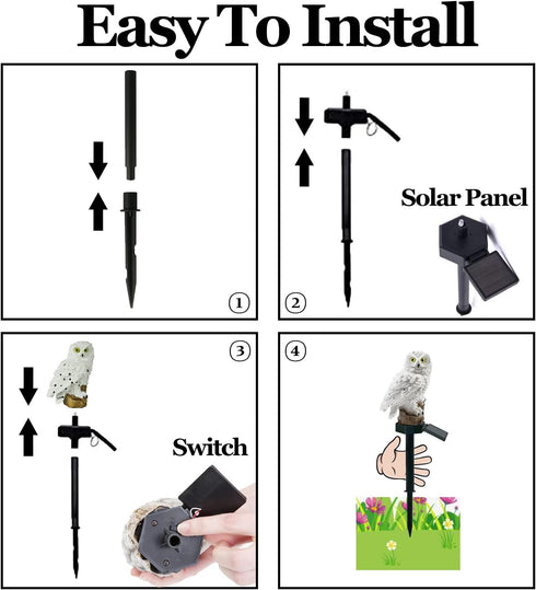 DOUBLE 2 C Solar Garden Light, Owl Stake Light, Waterproof Warm White LED for Garden, Patio, Yard Decoration