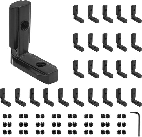 26Pcs 3030 Inside Joint Corner Brackets Set with Screws, Black Angle Connector for 3030 Series Aluminum Extrusion