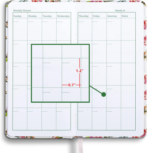 UtyTrees Pocket Planner, Undated Weekly Monthly Planner, 3.7“ x 7.3” Small Size for Girls - Hardcover