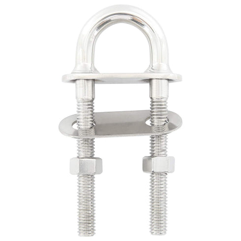 NovelBee 2-Pack 3/8" Stock Stainless Steel Stern Bow Eye U Bolt with Welding Plate, 4" Overall Length