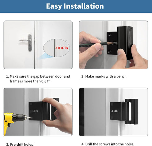 1Pack Home Security Door Reinforcement Lock Safety Latch Extra Front Doors Security Devices, Anti Door Kick in Safety