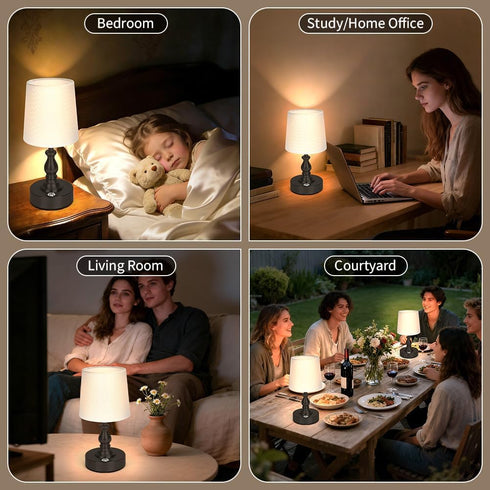 AUAUY 5200mAh 3 Dimmable, Table Lamp for Bedroom, Battery Powered Touch Bedside Lamps, Rechargeable Desk Lamp Cordless