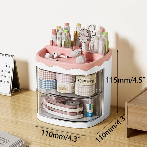 kaileyouxiangongsi Pencil Holders,Pen Organizer, Pencil Holder for Desk, Desk Organizer with Drawer for School, Home, Art Supplies (Pink) by kaileyouxiangongsi