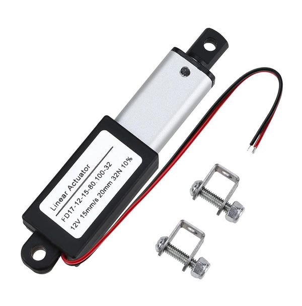 NORJIN 12V Mini Electric Linear Actuator, 0.8" Stroke, 32N Speed 15mm/s, Linear Motion Actuators with Mounting Brackets