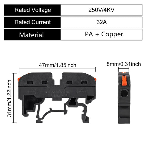 30PCS 3pcs 3pcs 30pcs 28-12AWG DIN Rail Terminal Blocks Kit, Universal Compact Wire Wiring Connector with Marker Strip