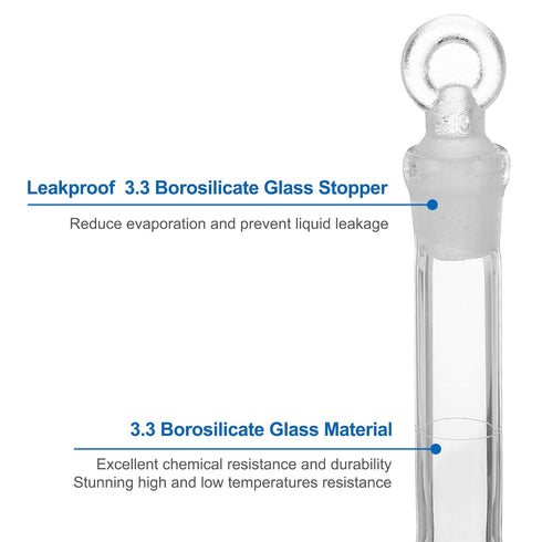 PATIKIL 5ml Volumetric Flask, 10Pcs 3.3 Borosilicate Glass Graduated Measuring Flask with Glass Stopper for Lab