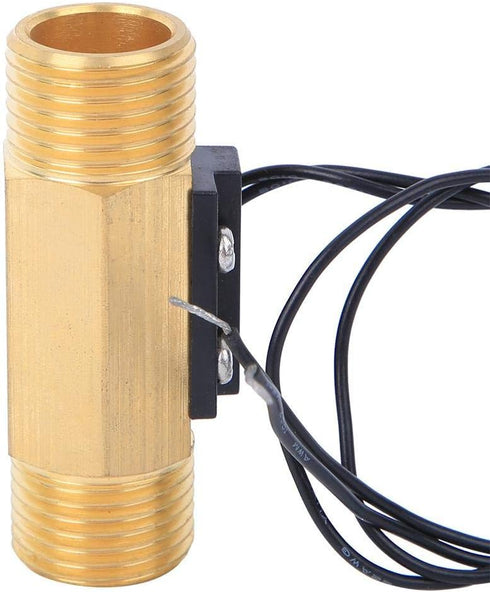 YWBL-WH Water Flow Hall Effect Sensor Switch with 1/2-inch Interface for Electromagnetic Flowmeter Brass Accessory
