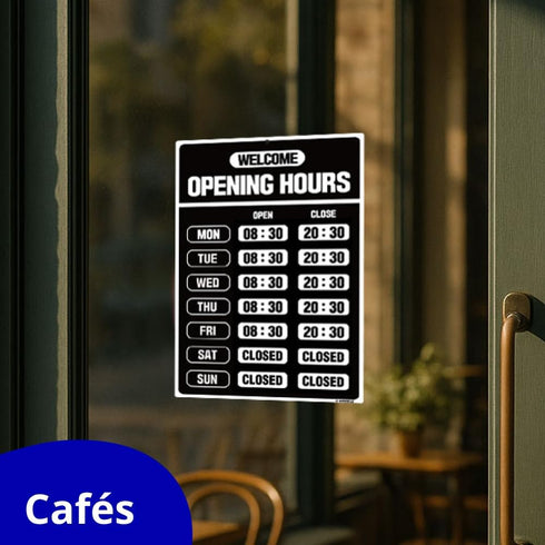 GEEKBEAR Business Hours Sign Kit - PET, 7.9 x 11.9 in for Store Glass Door (01. Black)