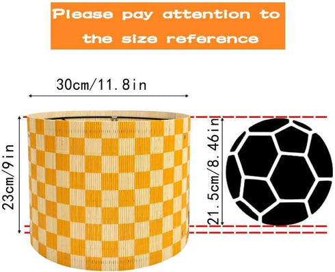 Generic 11.8 Inch Modern Lamp Shade with Colorful and Natural Checkered Pattern Bamboo Made, Translucent Drum Shape