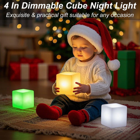 KEROVI 4-inch Dimmable 16 4 8 Dimming LED Cube Night Light for Kid, RGB Color Lighting Effect & Level Tesseract Cosmic