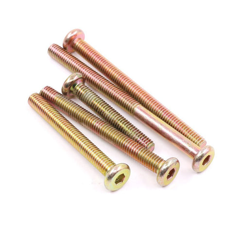 Hilitchi 100-Pcs M6 (40mm/50mm/60mm/70mm/80mm-Assortment Zinc Plated Crib Screws Hex Drive Socket Cap Furniture Barrel