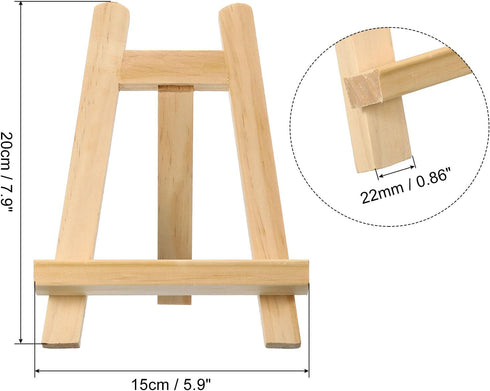 PATIKIL 7.9" Mini Wooden Easel Stand, 2 Pack Table Use Triangle Holder for Displaying Photos, Card, Canvases, Wedding, Wood Color by PATIKIL