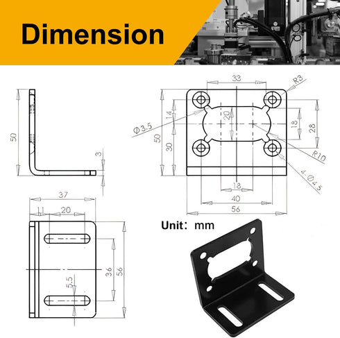 370 Mounting Bracket for DC Worm Gear Motor, Durable Single-Side Holder with M4 Screw, Compatible with 32GZ370/40GZ495/40GZ868/42GZ495 Motors - DIY Gear Box Reducer Installation (2Pcs)