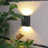 CALIDAKA 2 Pack LED Solar Wall Light - Up and Down Outdoor Security Lamps, IP65 Waterproof for Home Garden