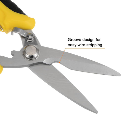 2pcs 8 Inch Industrial Scissors Multi-Purpose Shears with Stainless Steel Blades and Black Yellow Handle