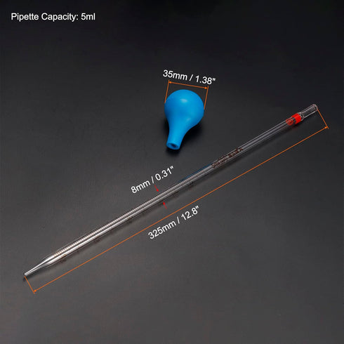PATIKIL Graduated Dropper Pipettes Kit, 4pcs 5ml Borosilicate Glass Pipette with Rubber Cap for Transfer Liquid for Lab, Chemistry, Clear