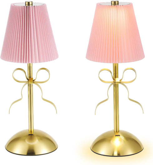 2 Pack Small Gold Bow Table Lamp 12 Inch for Girl's Bedroom