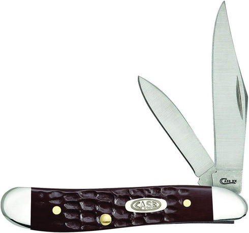 WR XX Pocket Knife Brown Synthetic Jigged Peanut Case Item #046 - (6220 SS) - Length Closed: 2 7/8 Inches