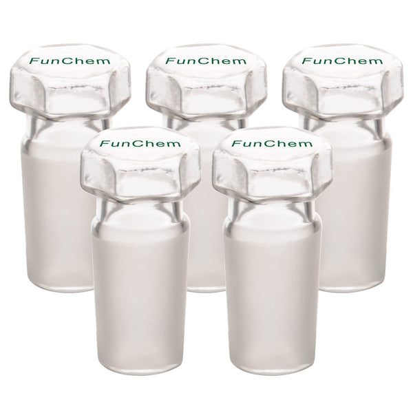 Hex Head Hollow Glass Stopper, 5-Pack Hexagonal Head for 24/40 Standard Taper Joint Glass Lab Stopper