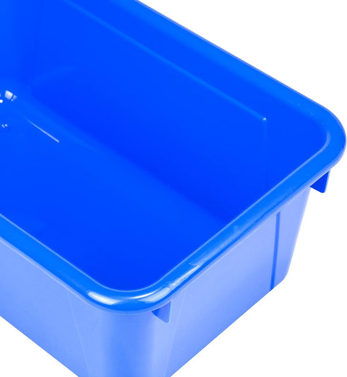 Storex Small Cubby Bins – Plastic Storage Containers for Classroom with Non-Snap Lid, 12.2 x 7.8 x 5.1 inches, Blue,