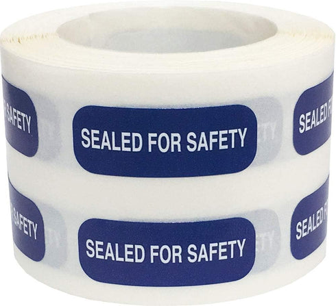Sealed for Safety Labels 0.375 x 1 Inch - 500 Total Adhesive Stickers on a Roll