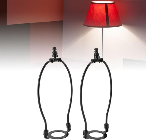 MUNEFE E26 (2Pcs) Lamp Shade Harps Holder, Lamp Harp Holder Kit, Metal Lampshades Holder with Light Base for Table