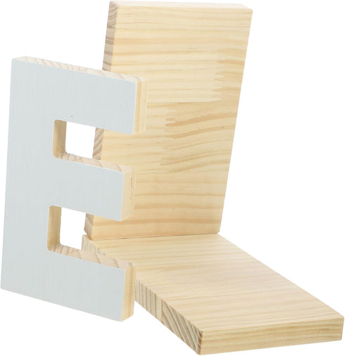 Gadpiparty E Shaped Wooden Bookends Book End for Desk Book Stopper for