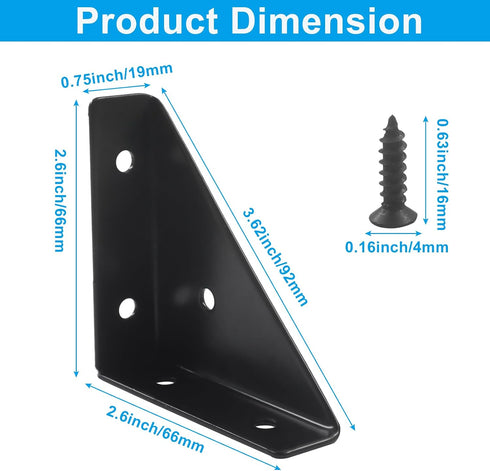 BokWin 8 Pack 66mm 66mm 90 Metal Triangle Corner Shelf BracketsCorner Brace Brackets x Angle Braces for Tables