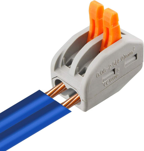 100 Pcs Lever Connectors Nuts 2 Conductor Combination Compact Wire Connectors Fast Connection Terminal 28-12 AWG Suitable for Multiple Types