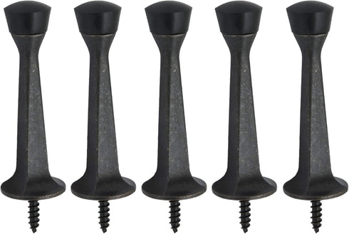 QCAA Rubber Tip Heavy Duty Solid Rigid Door Stop, 3", Zinc Die Cast, ORB Oiled Rubbed Bronze (5 Pack)