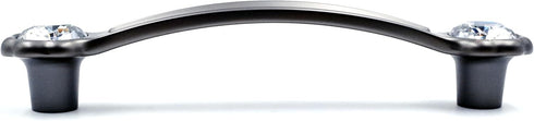 JETLAND 4-Pack, 4" PW6738GY102 Cabinet Drawer Crystal Pulls, Grey with Clear Glass, Hole Centers, Shining Daisy