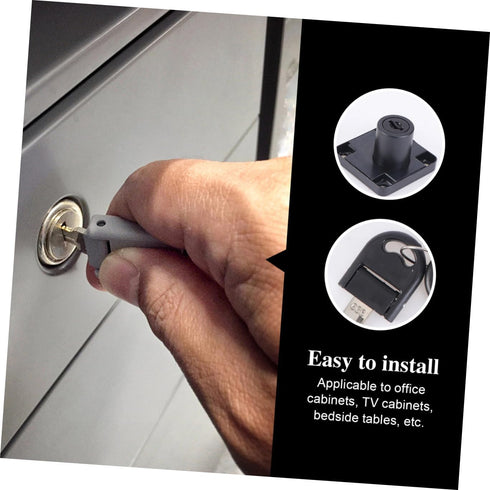 3pcs DOITOOL Office Files Cabinet Lock Zinc Alloy Lock Keys Diameter Easy to Install for Office Cabinets Bedside Black