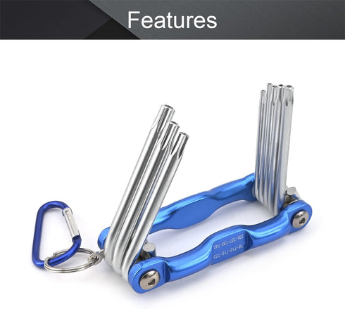 Utoolmart 8 in 1 Torx Key Set, Folding Combination Wrench Repair Tool for Torx Head Socket Screw T9-T40